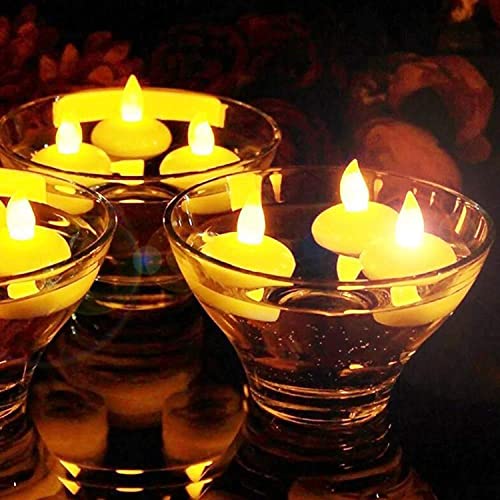 TAYLORED HOME Flameless Plastic Waterproof LED Candle Tealights, Float On Water LED Tea Lights for Diwali, Christmas Decoration, Functions, Wedding, Spa (12)