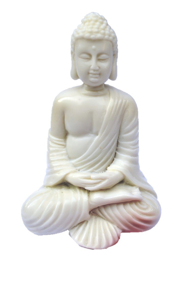 4” Buddha Statue/Idol/Decorative Figurine: Poly Marble with White Marble Finish – Premium Quality Buddha Idol in Meditation Pose. Attractive & Serene Small Buddha Statue.