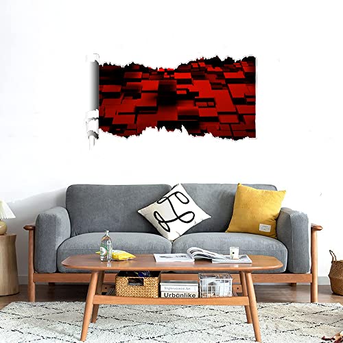 GADGETS WRAP Printed Wall Decal Sticker Scratched Paper Style Wall Decal (90cm x 50cm) - Red Blocks