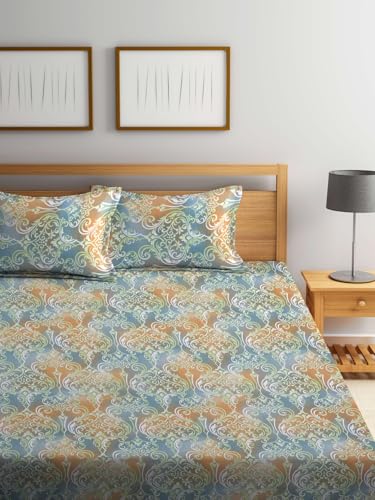 Bombay Dyeing 100% Pure Cotton California (Super) King Size BedSheet (274x274 cm or 108x108 Inch or 9x9 Foot Approx) with Two Pillow Covers