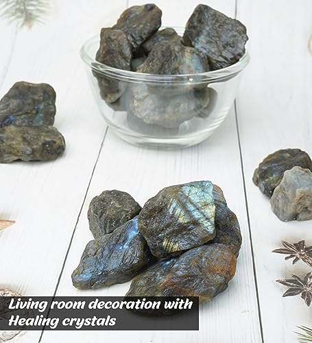 Zaicus Labradorite Rough Stone - Raw Stones and Crystals Bulk for Tumbling, Jewelry Making, Cabbing, Lapidary, Fountain Rocks, Decoration, Wire Wrapping, Reiki Crystal (500 Gram)