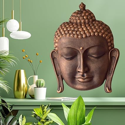 Shawshank Buddha Wall Hanging Mural Showpiece for Home Entrance Decor, Office, Study Room - Idol Statue Shri Buddha face Wall Mount