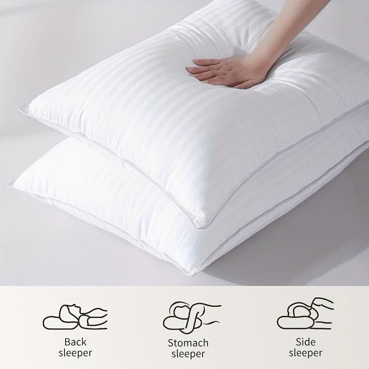 Fillaxy Standard Size Premium Bed Pillows - Pack of 2, Superior White Cotton Polyester Fabric Pillows for Back, Side, and Stomach Sleepers (17x27)