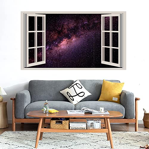 GADGETS WRAP Printed Wall Decal Sticker Fake Window Style Decal (90cm x 50cm) - Purple Starry Night