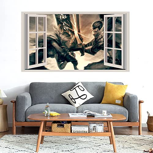 GADGETS WRAP Printed Wall Decal Sticker Fake Window Style Decal (90cm x 50cm) - Two Legends