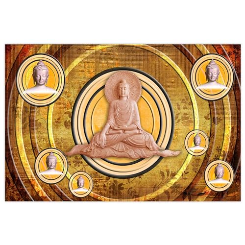 Indianara Rolled Sparkled Gautam Buddha Art Print for Room Décor Digital Reprint 36 inch x 24 inch Painting (10723PST)