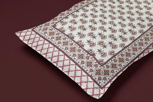 Silvatt 100% Jaipuri Cotton King Size Bedsheet for Double Bed, 1 Cotton Bed Sheet Double Bed (90 X 108 Inches) with 2 Pillow Covers | Bedsheet Double Bed Cotton Ethnic Maroon Elephant Border