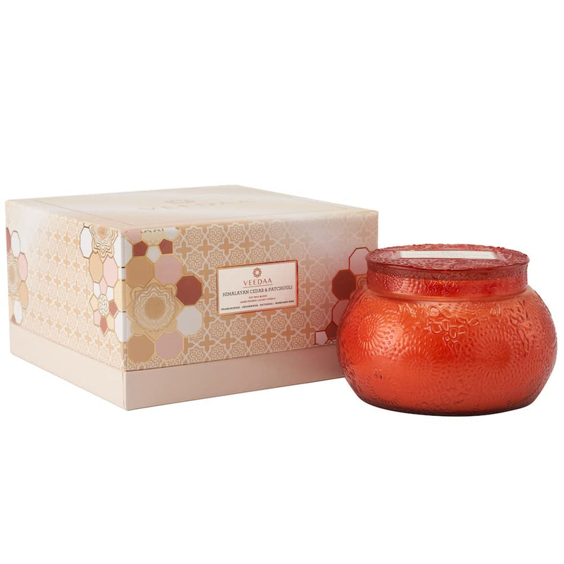 VEEDAA Himalayan Cedar & Patchouli Soy Wax Dune Glass Scented Candle (Burns 55 Hours)