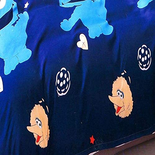 SinghsVillas Decor Kid's 260 TC Glace Cotton Super Heavy Cartoon Print Single Bedsheet with Pillow Cover (White, Blue, 90 x 60 Inches)