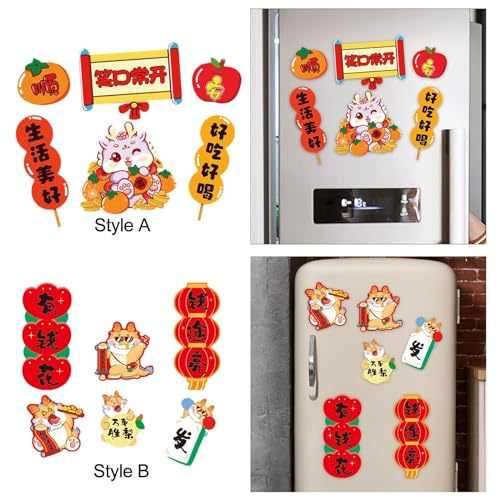 CALANDIS® 6 Pieces Chinese New Year Refrigerator Magnets for Home Door Spring Festival Style A | 6 Fridge Magnets