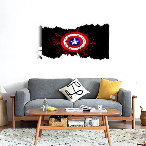 GADGETS WRAP Printed Wall Decal Sticker Scratched Paper Style Wall Decal (90cm x 50cm) - Captain America Shield (2)