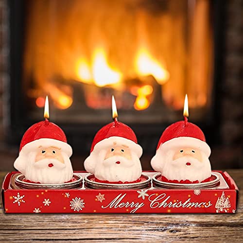 SAZ DEKOR 3X Christmas Candle Set Decorative Tealight for Home Party Big Head Santa