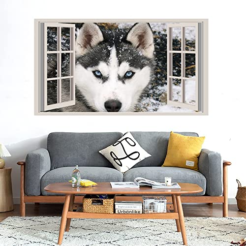 GADGETS WRAP Printed Wall Decal Sticker Fake Window Style Decal (90cm x 50cm) - Wolf Eyes