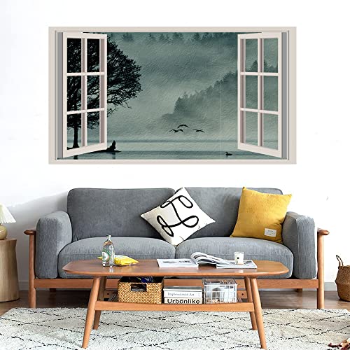 GADGETS WRAP Printed Wall Decal Sticker Fake Window Style Decal (90cm x 50cm) - Night Tree