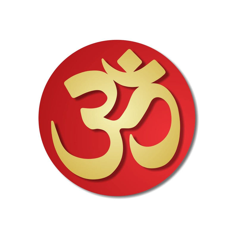 Asmi Collections Beautiful 3D Acrylic Golden & Red Om Wall Sticker for Temples