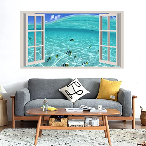 GADGETS WRAP Printed Wall Decal Sticker Fake Window Style Decal (90cm x 50cm) - Under Sea