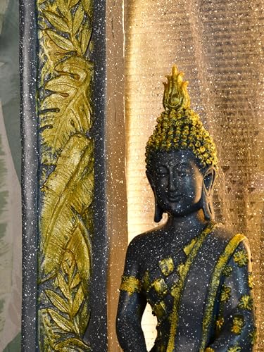 Sowpeace Golden Buddha Water Fountain – Elegant Buddha Sitting Against Tall Wall showpiece, Set of 1 Premium Resin Made Table Top Home Decor for Living Room and Gifting(58 cm,Golden)