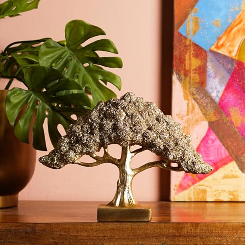 The Artment your artistic apartment Feng Shui Bonsai Brilliance Golden Resin Tree Showpiece: Home Décor for Living Room, Bedroom - Ideal Gift, Office Desk Accent, Artisan Crafted, Elegant Design