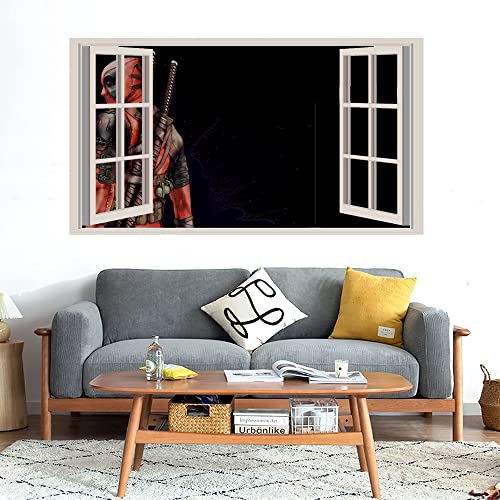 GADGETS WRAP Printed Wall Decal Sticker Fake Window Style Decal (90cm x 50cm) - Deadpool Side