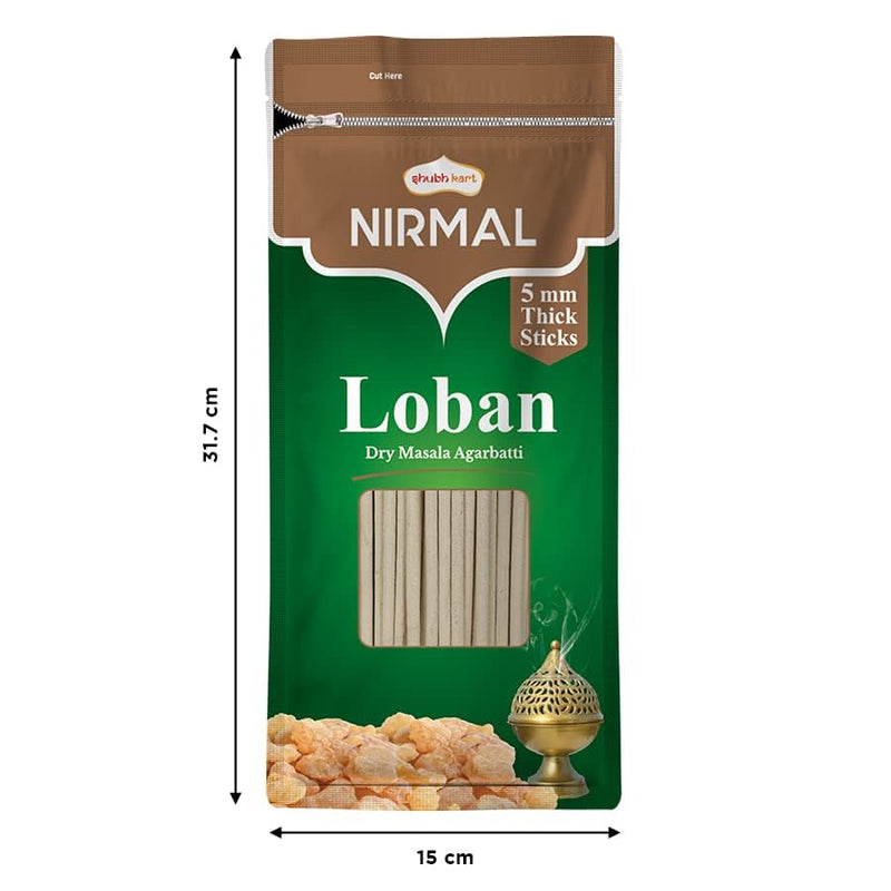 Shubhkart Nirmal Loban Dry Masala Agarbatti Zipper 125gms - 5mm Thick Sticks | Special Long Lasting Agarbatti for Puja, Havan, Rituals | Pooja Room Items for Aromatic Environment (Pack of 2)