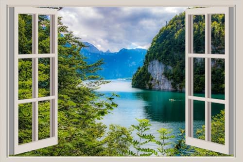 JVERF - JZZA22028 Germany Mountains Summer| Self-Adhesive Open Window Wall Sticker