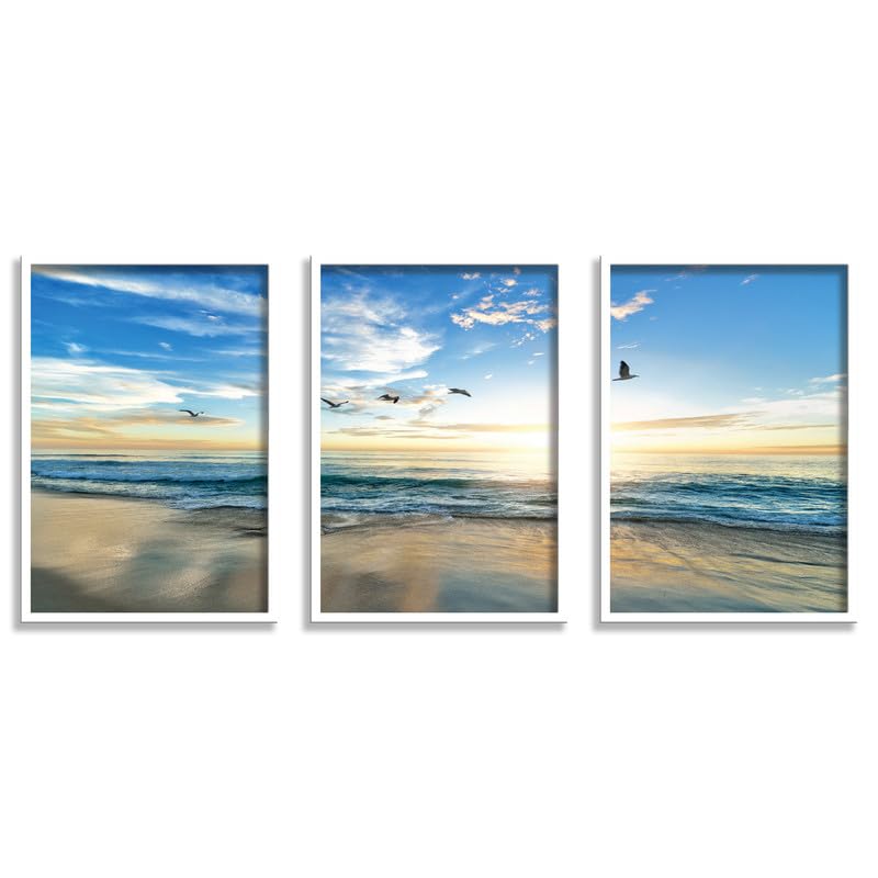 SAF paintings Set of 3 Sea and waves Wall Painting for Home Decoration SA-WHITEMX33602