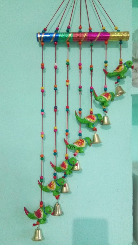 Surya Art Gallery Wind Chime Door Hanging Parrot line Set of1 pc