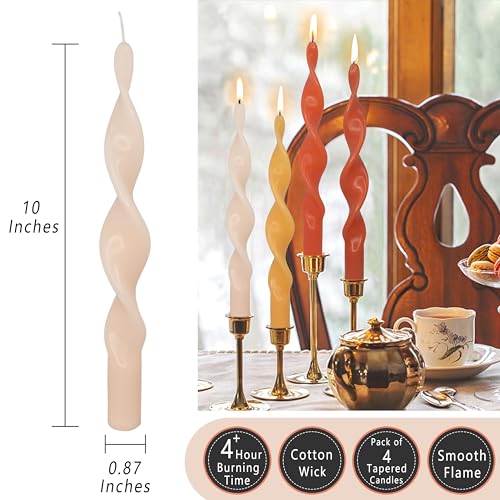 Spiral Taper Candle Long Candlesticks 10 INCH Orange Candlestick Twisted Candles Unscented Candle for Home Décor Weddings Festive Seasons Holiday