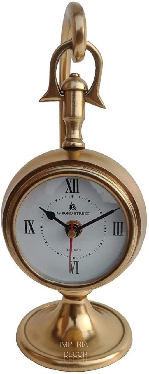 Imperial Decor Antique Brass Tabletop Clock for Your Home and Office Decor