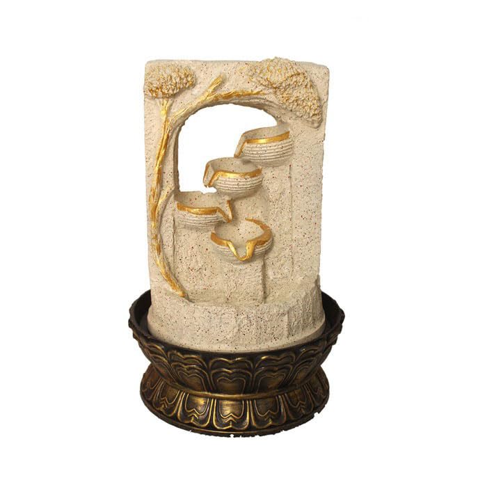 Art N Hub Nature Home Decorative Water Fountain Best Home and Office Inauguration Gift Items | Built (27 x 27 x 41 CM | Dotted Cream Golden)