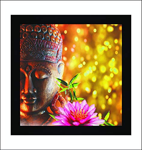 SAF 'Buddha' Multi-Effect UV Textured Painting with Frame 12 inch X 12 inch SANFN31022