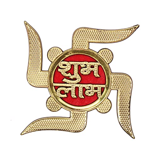 Baal Decorative Diwali Shubh Labh Swastik Sticker/Wall Sticker for Living Room, Home and Temple Wall Decoration on Diwali and Other Festivals (Set of 2)