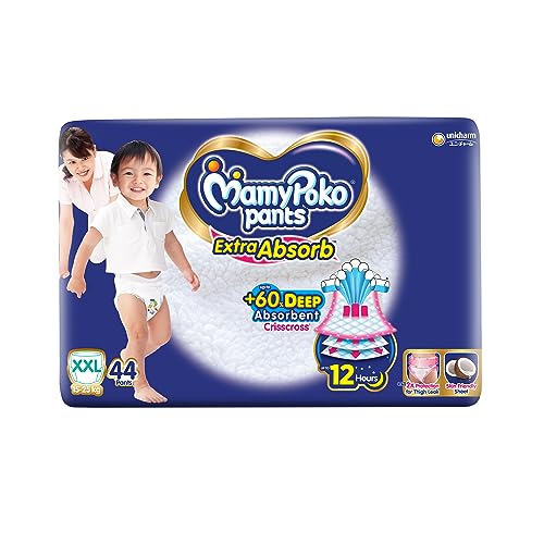 MamyPoko Pants Extra Absorb Baby Diapers, XX-Large (XXL), 44 Count, 15-25kg