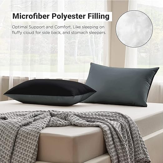 Relaxfeel Reversible Microfibre Vacuum Plain Super Soft Luxury Fibre Sleeping Pillow