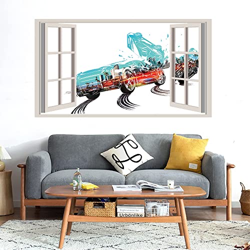 GADGETS WRAP Printed Wall Decal Sticker Fake Window Style Decal (90cm x 50cm) - Burnout Paradise