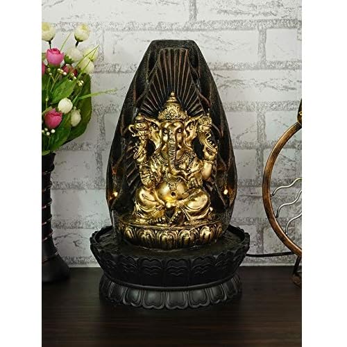 BIg Size Polyresin Ganesha Idol Table Top Home Decor Water Fountain (40 x 25 x 25 CM)