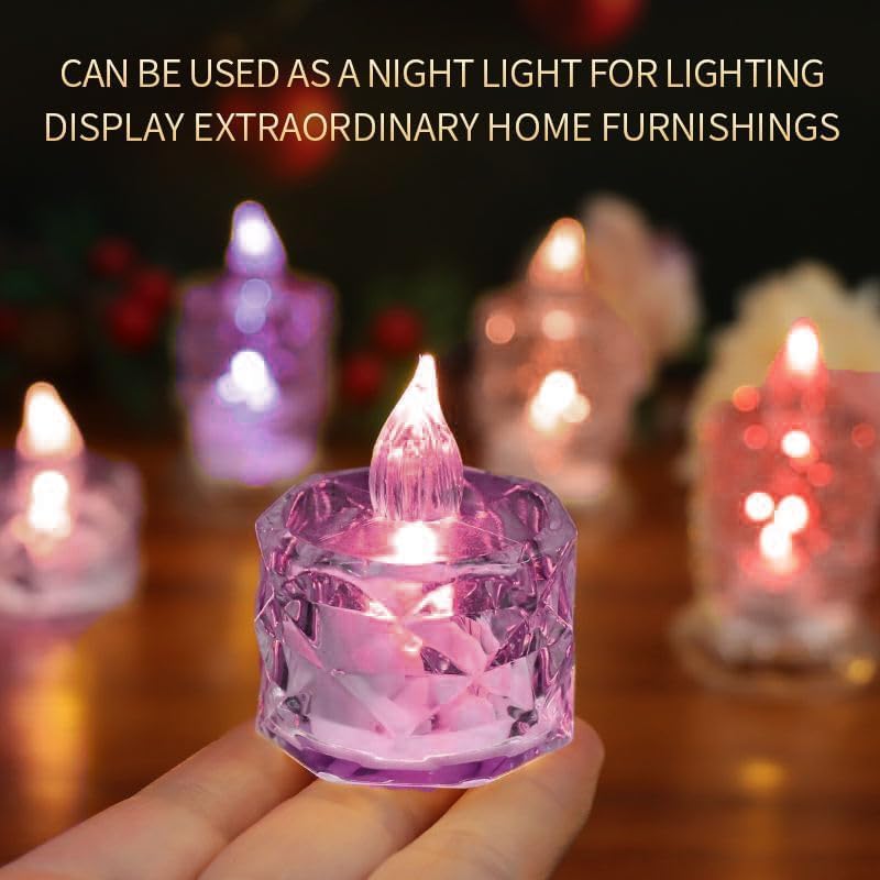 C R Tradelink Flameless and Smokeless Decorative Candles Transparent Acrylic Led Tea Light Candle for Christmas, Festival,Candles_N (Pack-6)