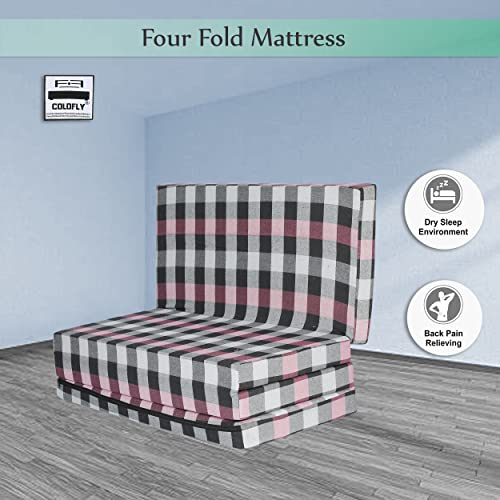 COLOFLY Dual Comfort Reversible | Foldable UHD Foam | Single Bed Mattress | 4 Fold Multi Pink | (72x35x3)