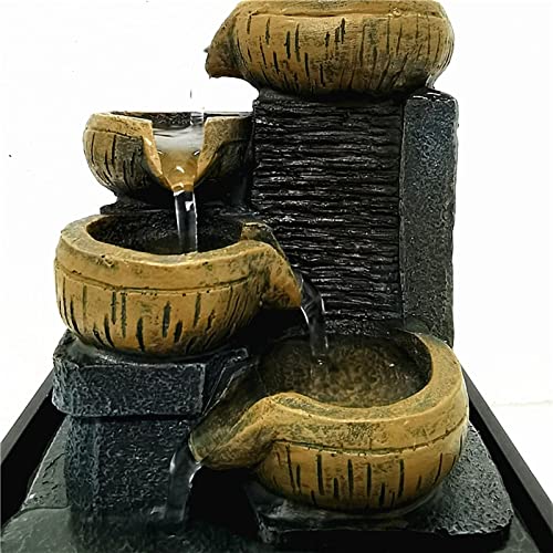 BNF Desktop Water Fountain Waterfall Resin Crafts Flowing Water for Garden Decor Style C