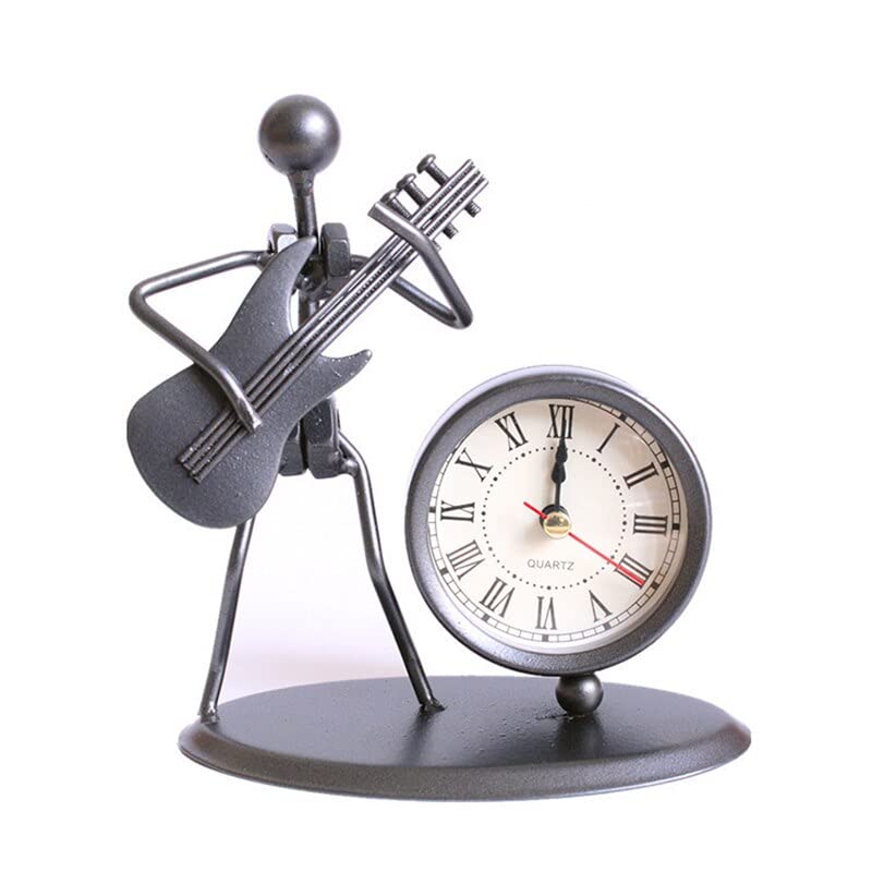 1PC Musical Clock Ornaments Iron Electric Guitar Shaped Digital Clock Bedroom Bedside Table Clocks Office Home Decorations