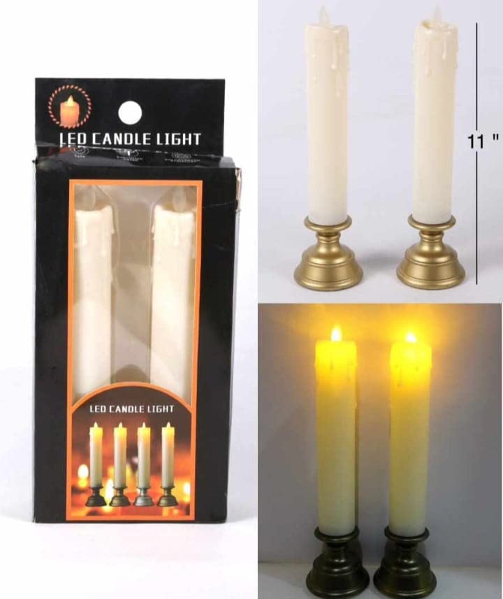 The Decor Affair "Luminous Flameless LED Candle Pillar Set - 27cm Height, Pack of 2 - White & Orange