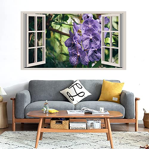 GADGETS WRAP Printed Wall Decal Sticker Fake Window Style Decal (90cm x 50cm) - Vanda Orchid Flower