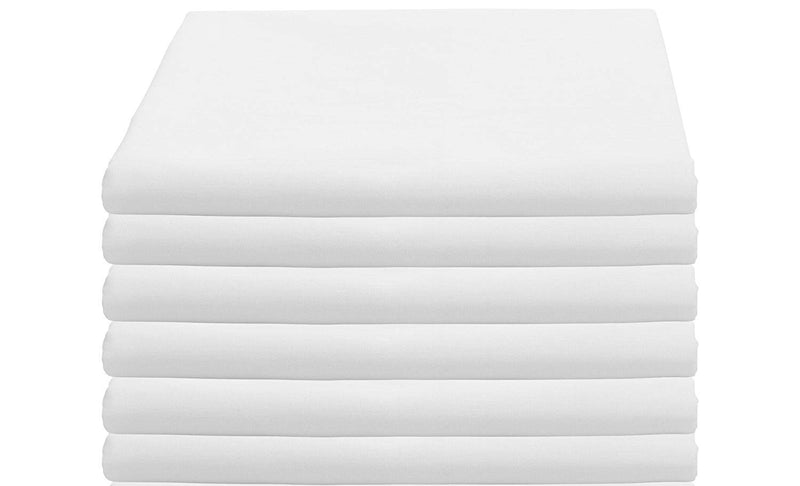 EOM Linens Twin Size Flat Sheets, T180 Thread Count Cotton/Poly, 66x104 in,White, (Pack of 6) Great for Home, Salons, Spas, Hotel, Institutional & Hospital use.