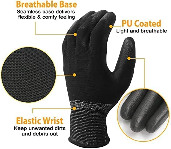 ETSHandPro Multipurpose Nylon Latex Coated Firm Grip Industrial Safety Work Cut Resistant Gloves (Free Size, 2)(pack of)