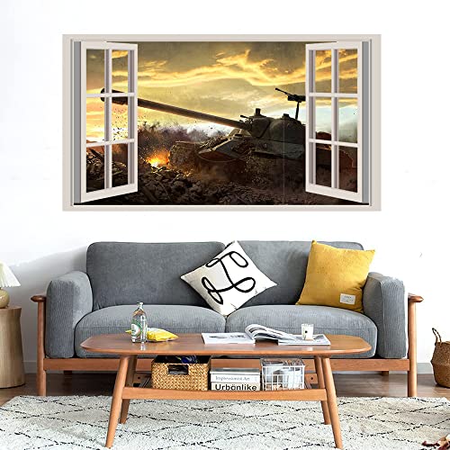 GADGETS WRAP Printed Wall Decal Sticker Fake Window Style Decal (90cm x 50cm) - Tank