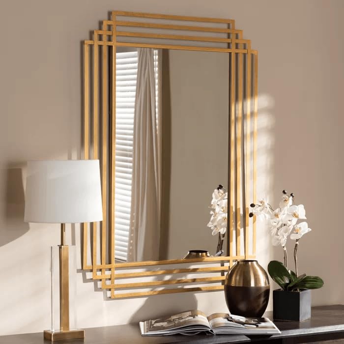 ARTESSA Luxury Design Rectangular Mirror for Living Room with Metal Frame (90 x 60 CM)