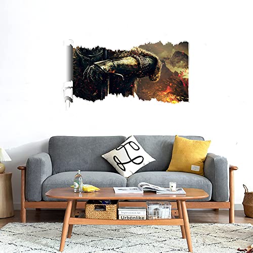 GADGETS WRAP Printed Wall Decal Sticker Scratched Paper Style Wall Decal (90cm x 50cm) - DarkSoulsII Fantasy Warrior Armor Sword