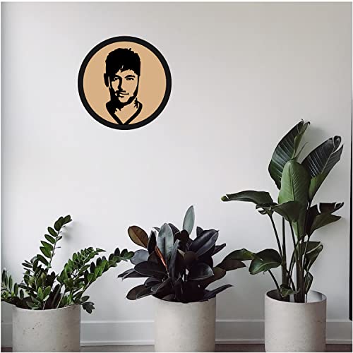 DOTME Football Player Neymar Wooden With Vinyl Sticker Wall Decorative For Home Kids Boys Girls Bedroom Living Room Hall DIY Art 8 INCH (Black)