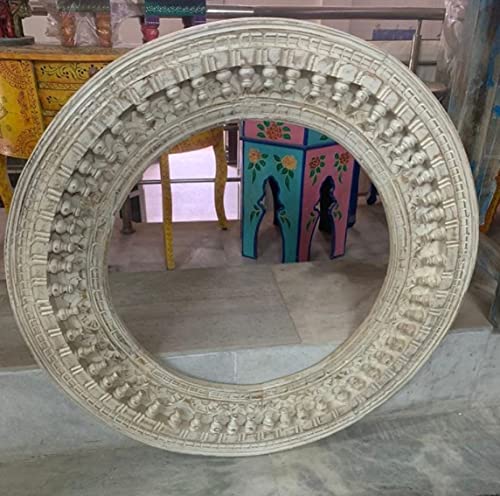 Wooden Mirror Frame Solid Wood Carved Round Mirror Frame