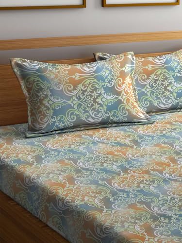 Bombay Dyeing 100% Pure Cotton California (Super) King Size BedSheet (274x274 cm or 108x108 Inch or 9x9 Foot Approx) with Two Pillow Covers